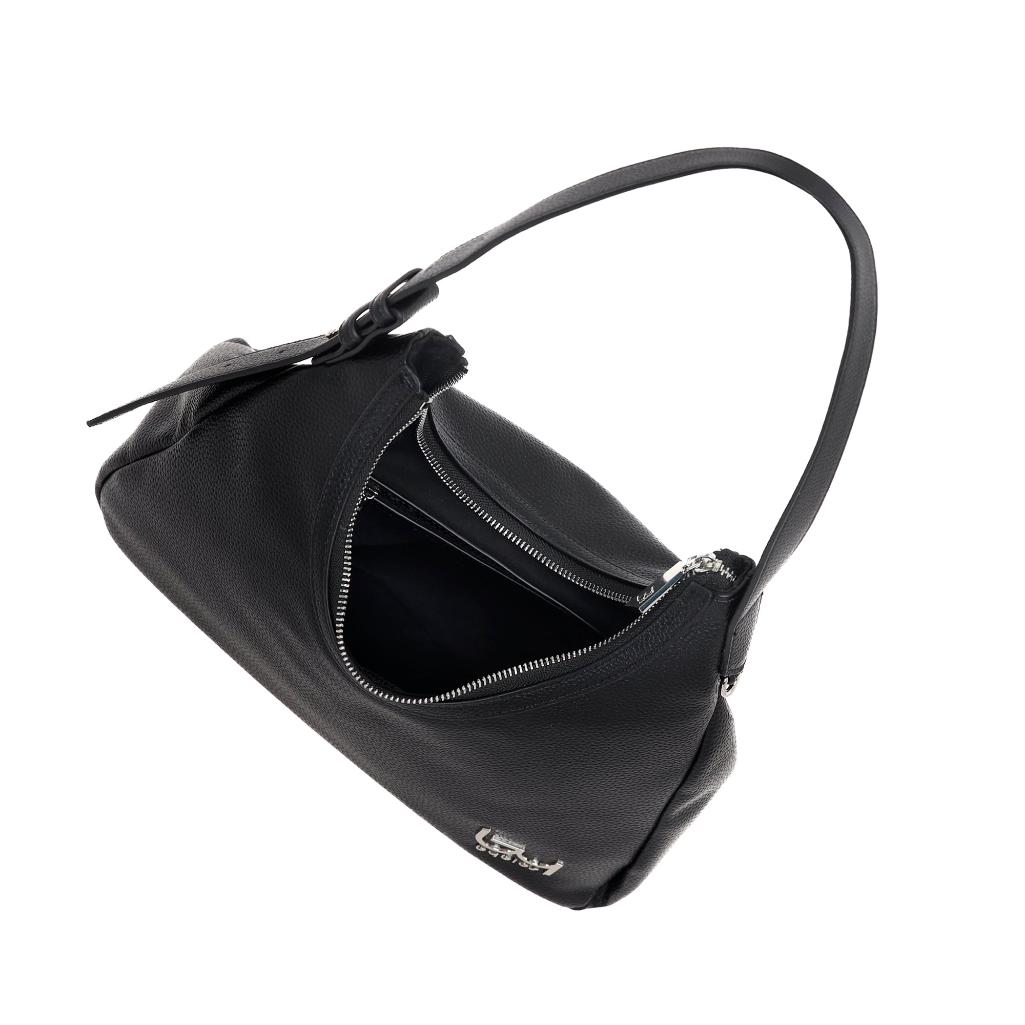 Borsa a spalla Byblos donna in ecopelle morbida con zip e logo frontale Nero TU | Giò Fashion