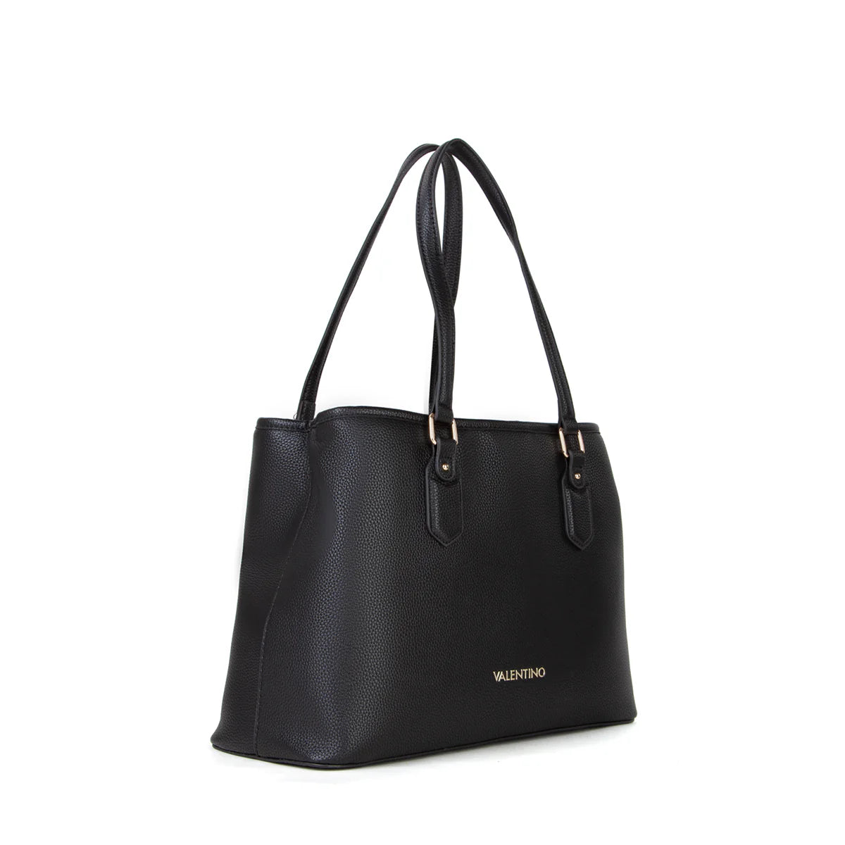 Shopping bag Valentino Brixton in nappa con doppio manico e finitura effetto grana Nero TU | Giò Fashion