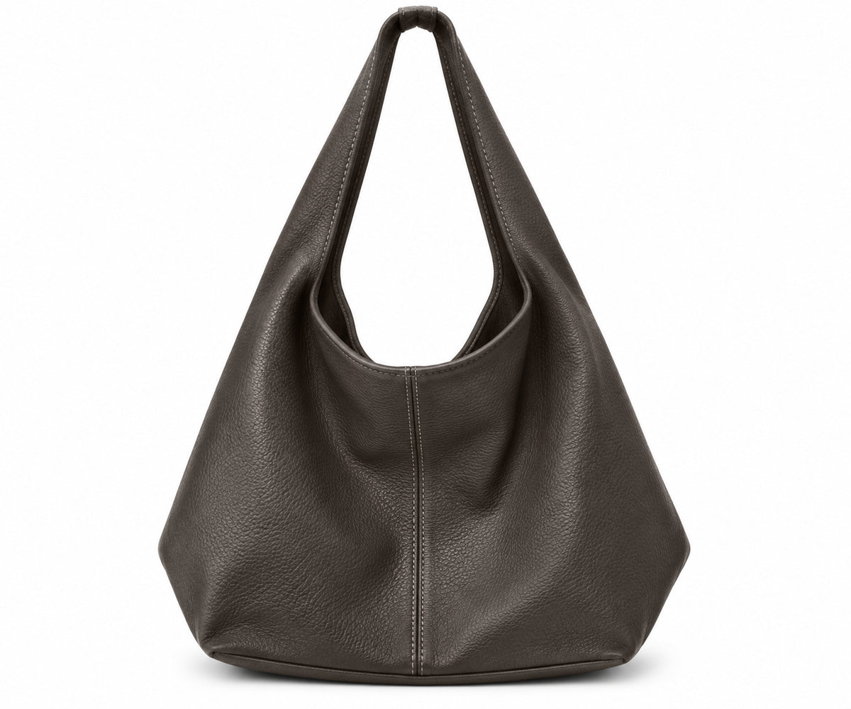 Borsa a Spalla in Vera Pelle Martellata dal Design Morbido
