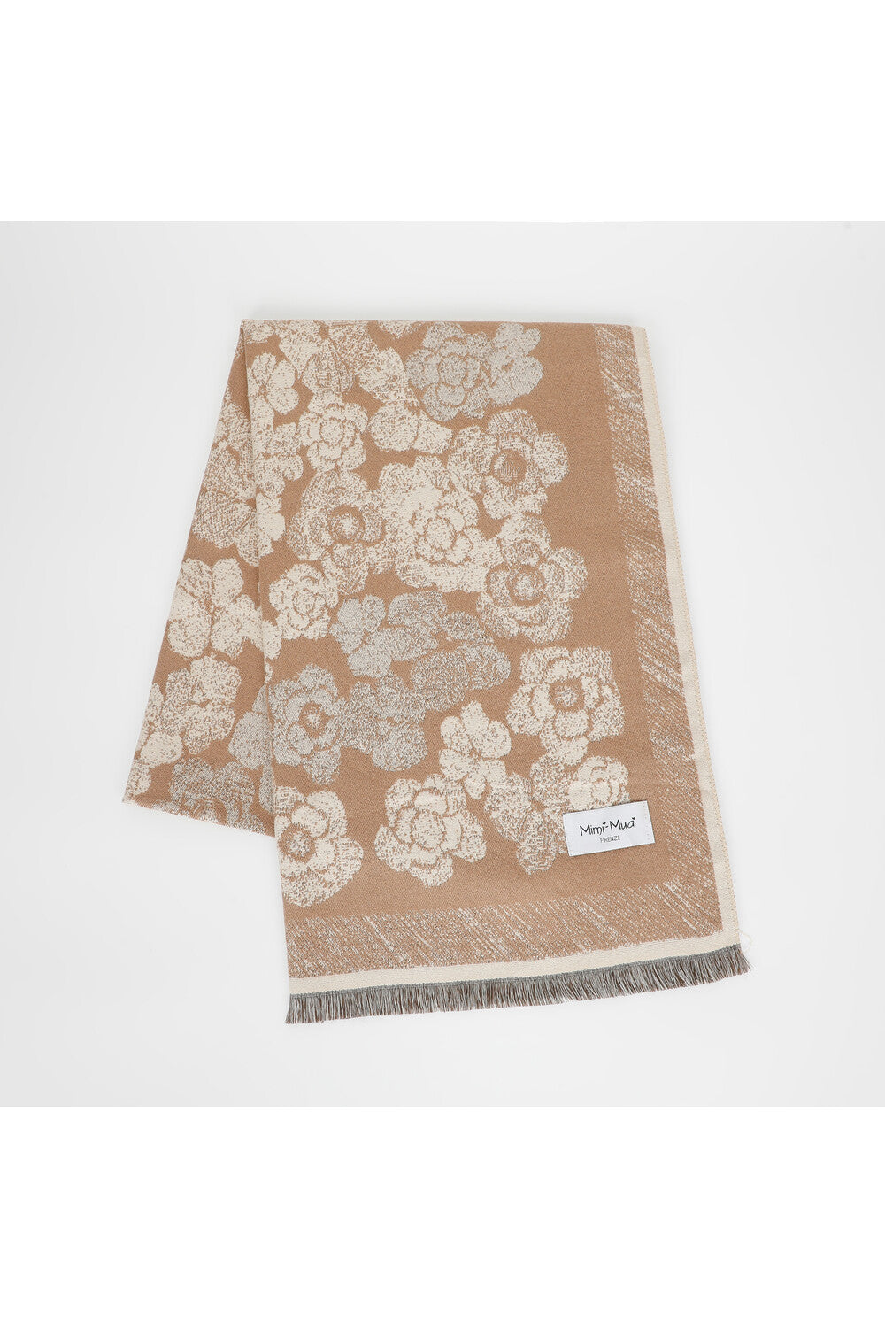 Sciarpa donna Mimi Mua con fantasia floreale a contrasto Marrone TU | Giò Fashion