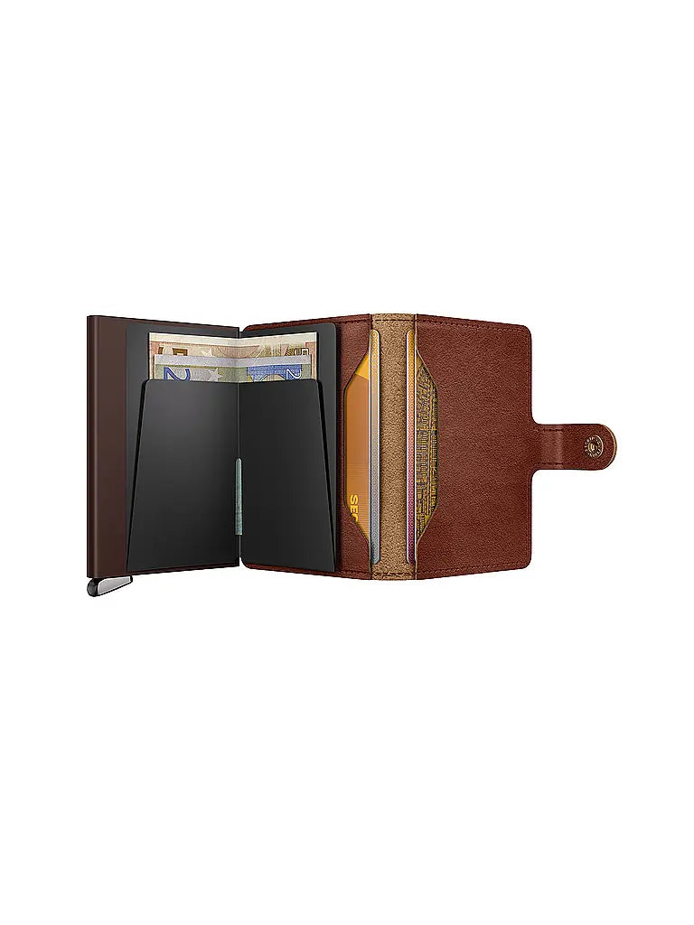 Portafoglio Secrid Miniwallet in pelle con protezione RFID e chiusura a bottone