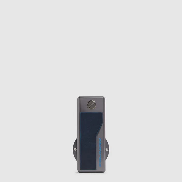Piquadro Portachiavi Personalizzabile in Pelle e Metallo con Porta AirTag Blue Square Blu Notte