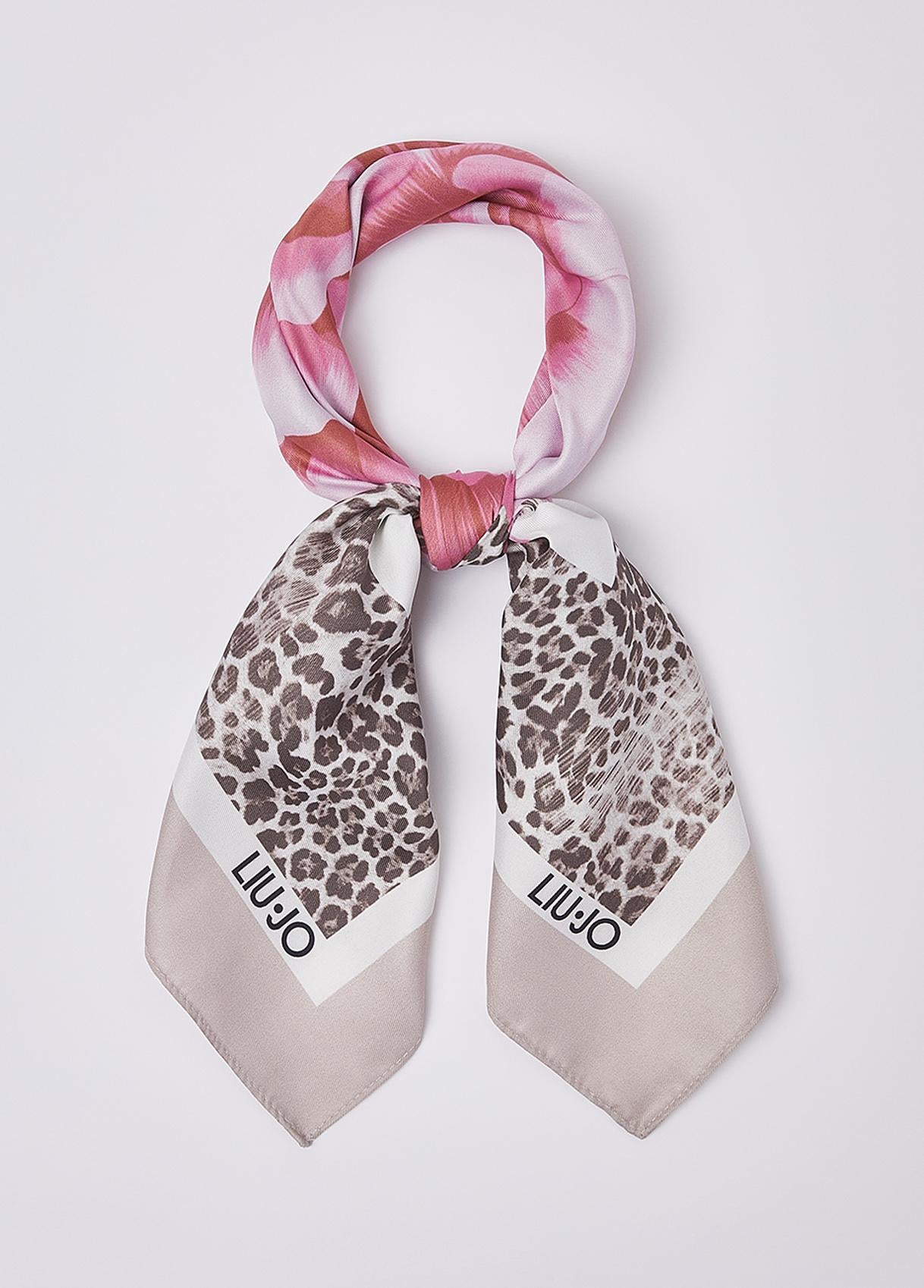 Foulard Liu Jo donna con stampa floreale e logo Rosa TU | Giò Fashion