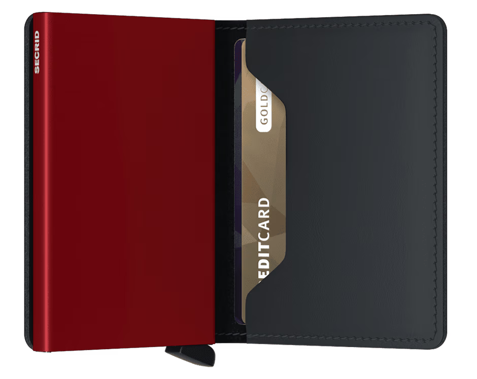 Portafoglio Secrid Slimwallet in pelle con protezione RFID e cuciture a contrasto