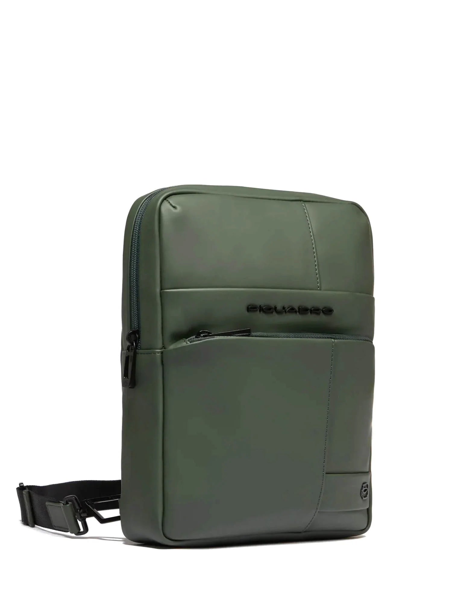 Piquadro borsa monospalla in pelle con tasca frontale e design urbano VERDE TU | Giò Fashion