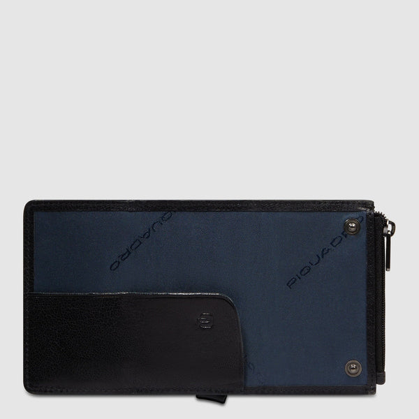 Portafoglio Piquadro in pelle e metallo con porta carte compatto e porta monete NERO TU | Giò Fashion