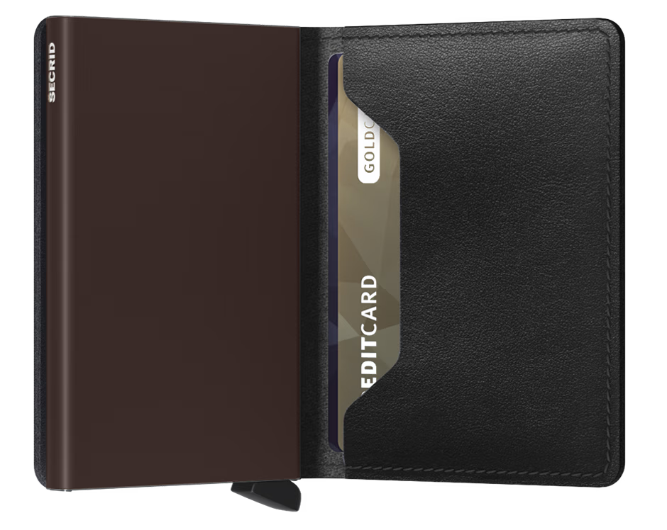Portafoglio Secrid Slimwallet in pelle con protezione RFID e design sottile NERO/MARRO TU | Giò Fashion