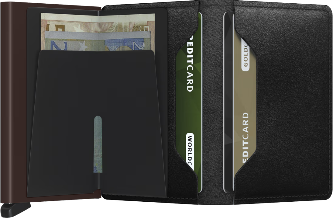 Portafoglio Secrid Slimwallet in pelle con protezione RFID e design sottile NERO/MARRO TU | Giò Fashion