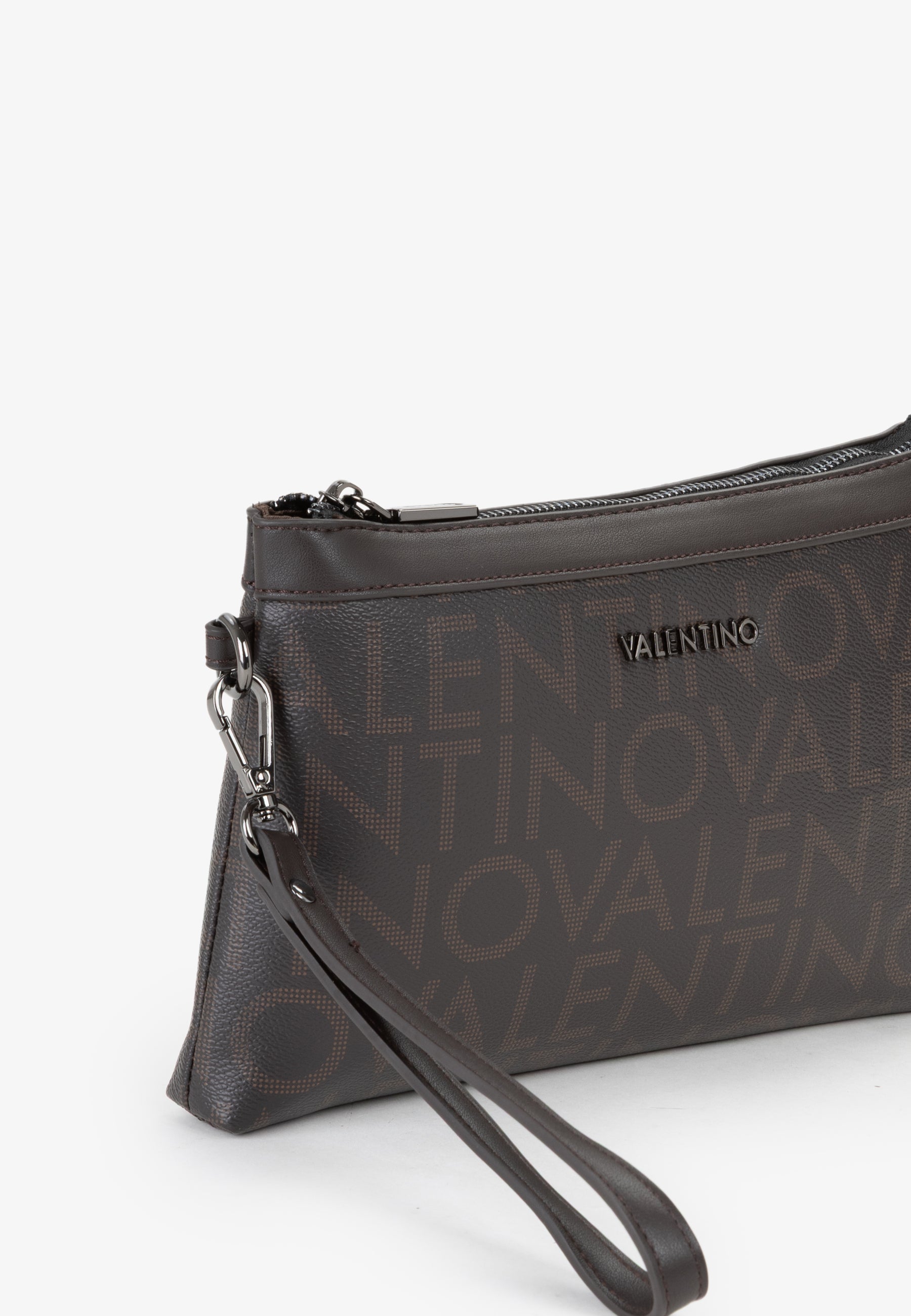 Beauty case Mario Valentino con stampa logo all over e chiusura zip superiore Marrone TU | Giò Fashion