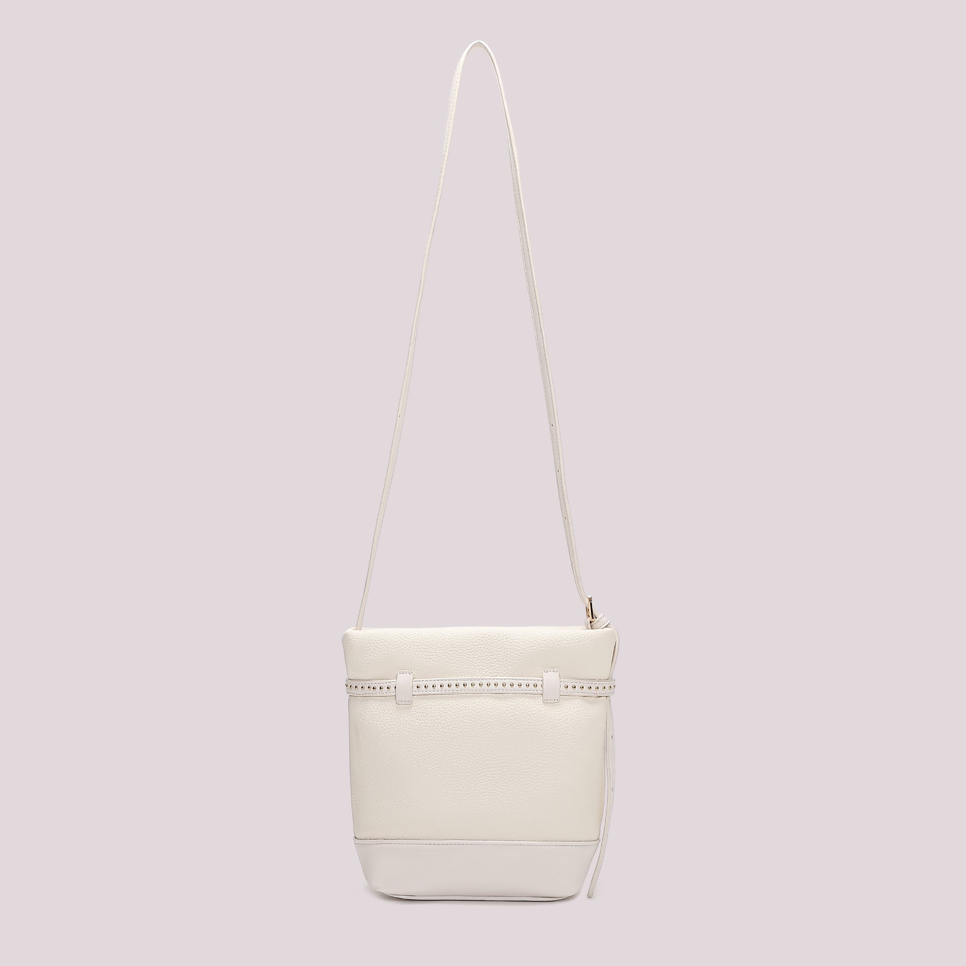 Borsa tracolla Mimi Mua compatta con cintura decorativa e borchie Bianco TU | Giò Fashion