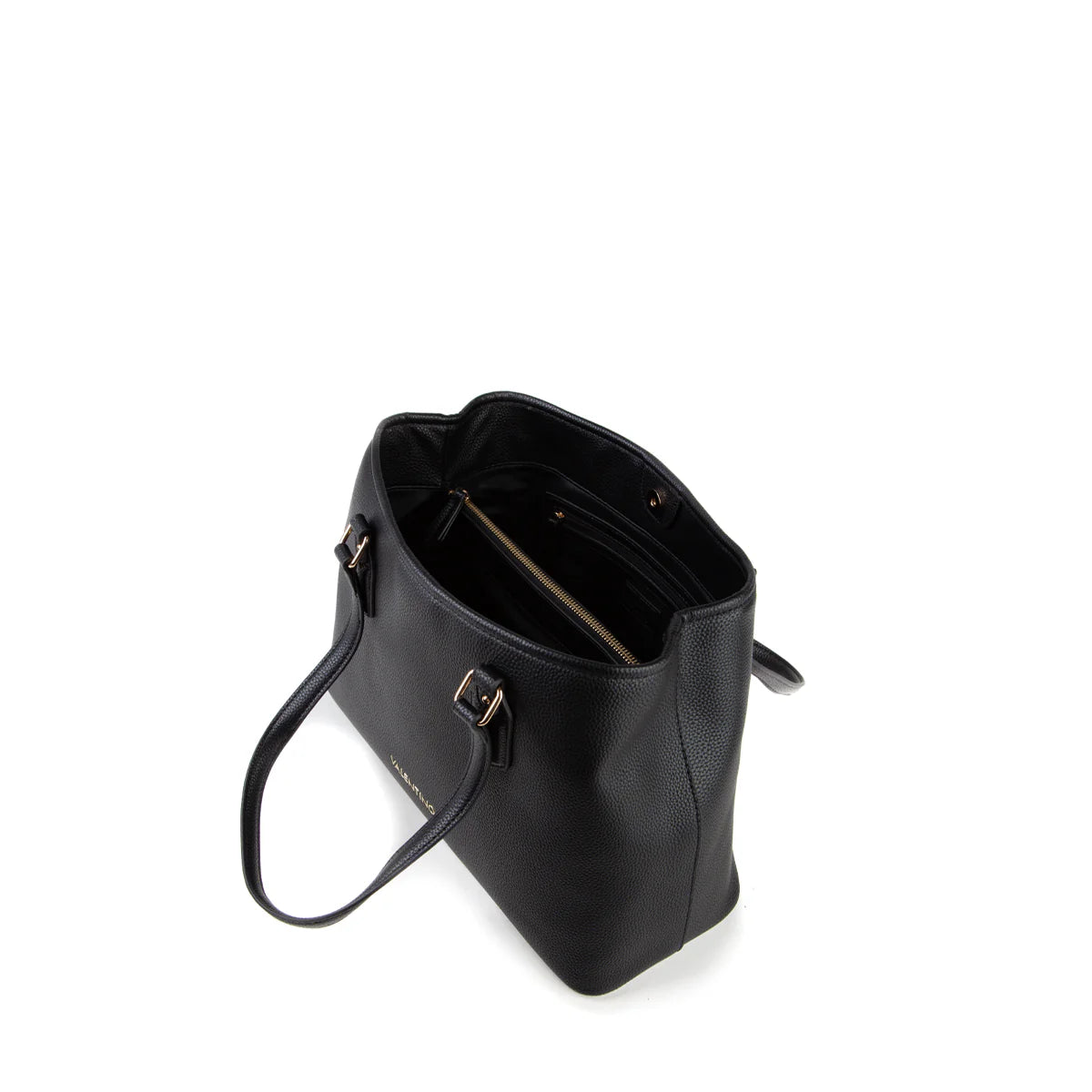 Shopping bag Valentino Brixton in nappa con doppio manico e finitura effetto grana Nero TU | Giò Fashion