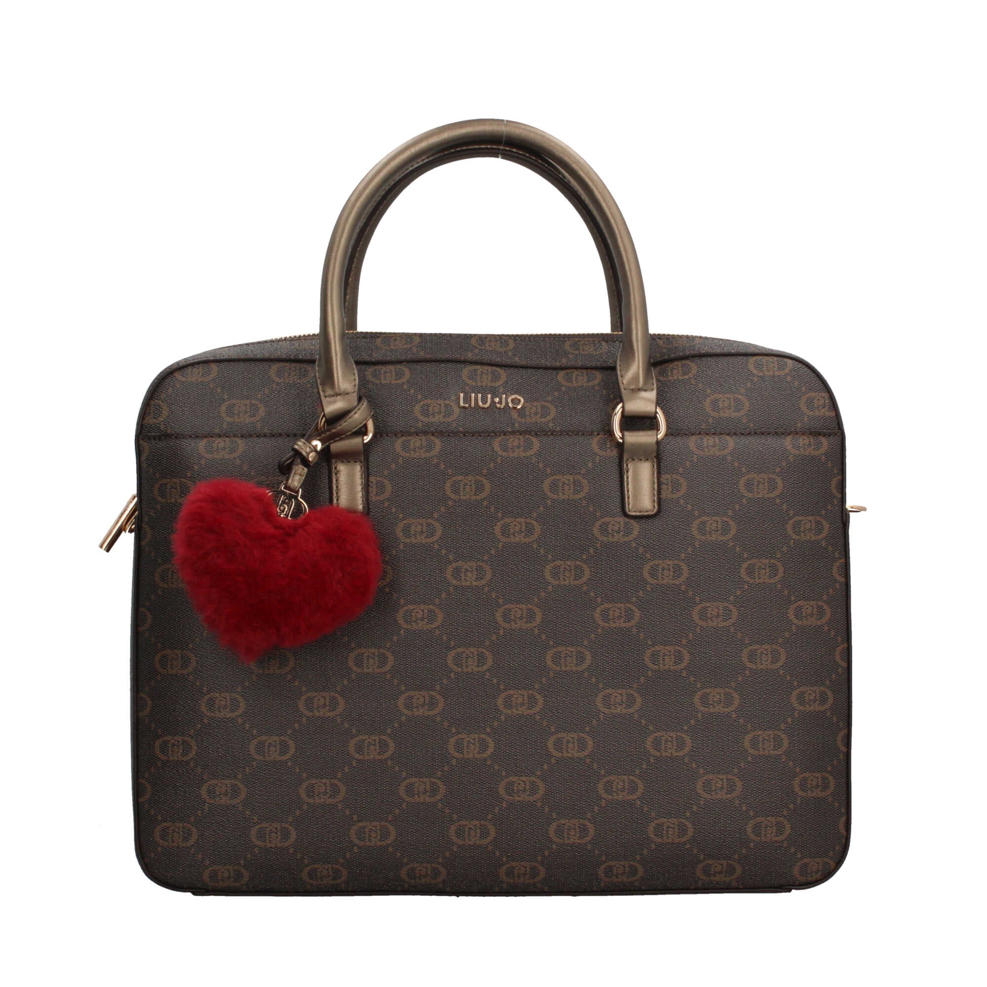 Borsa Liu Jo con Stampa Monogram e Charm Cuore Marrone TU | Giò Fashion