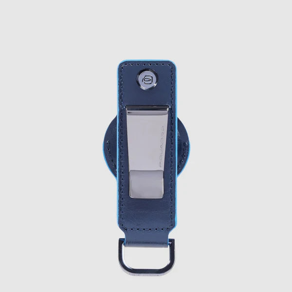 Piquadro Portachiavi in Pelle per AirTag e CONNEQU 4.0 Blue Square Blu Notte
