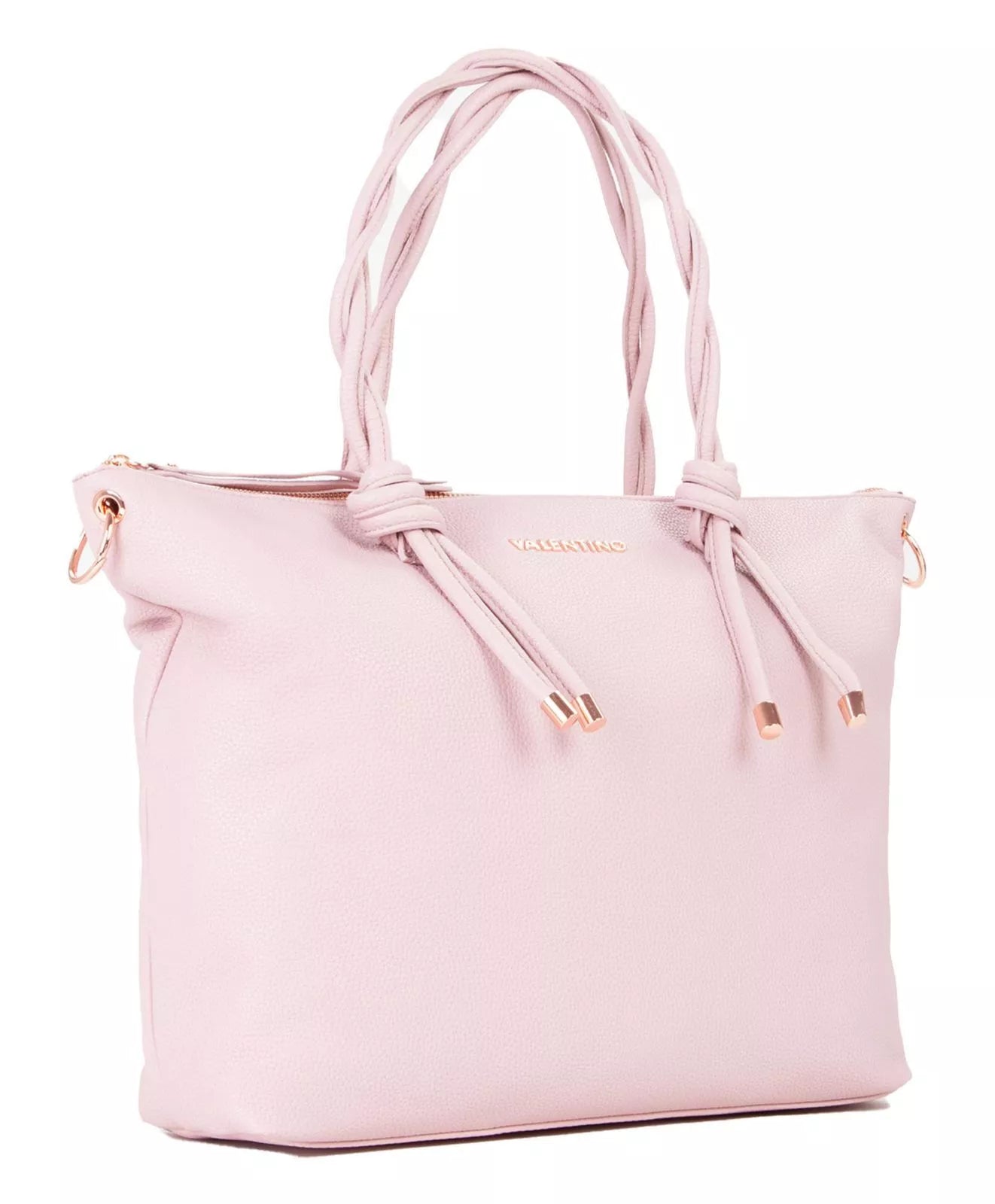 Borsa Valentino shopper con manici intrecciati e logo in metallo