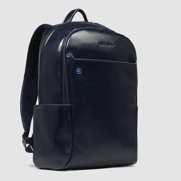 Piquadro zaino da uomo porta PC in pelle con tasche organizzate BLU TU | Giò Fashion