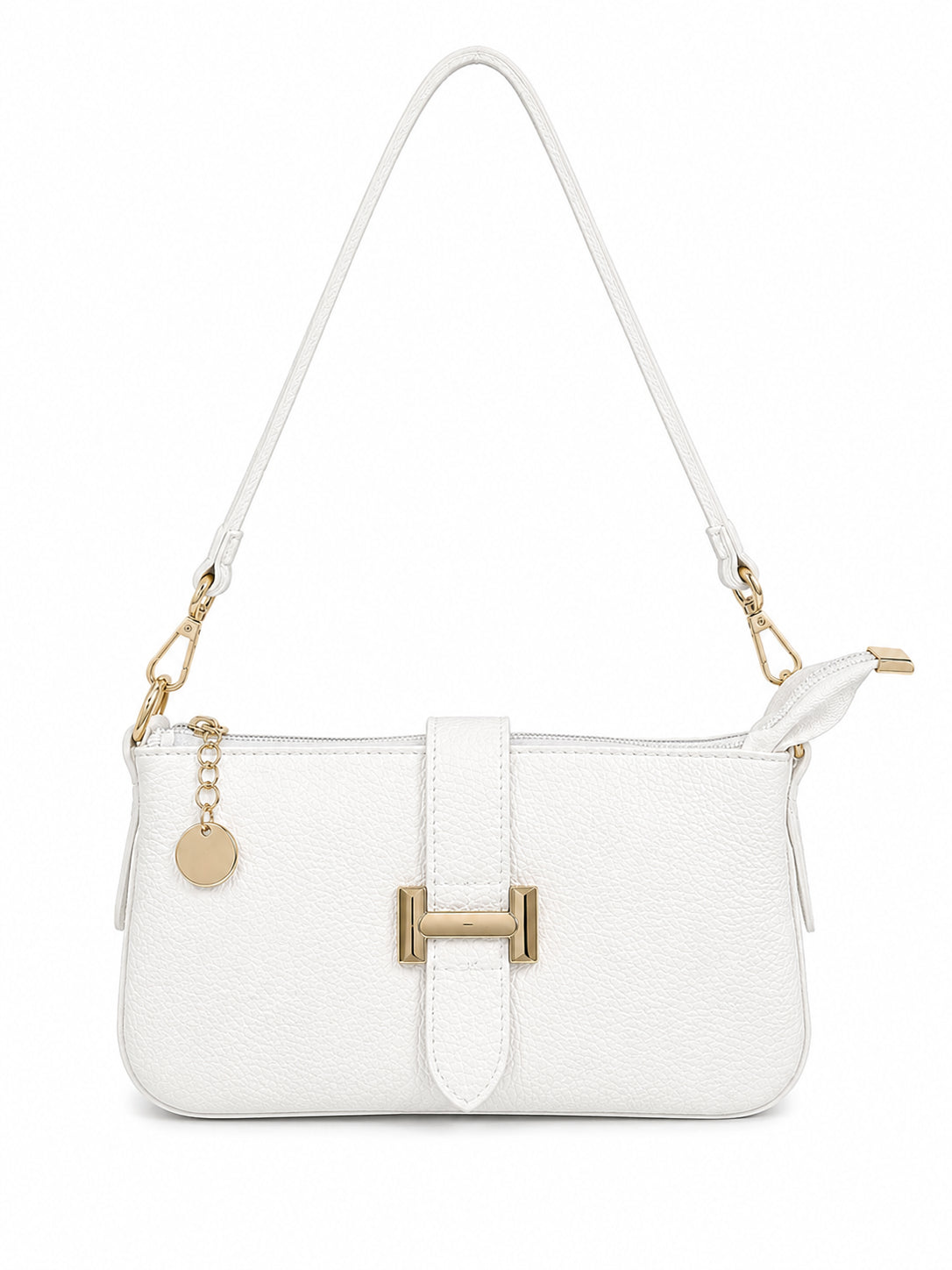 Borsa a Tracolla Vera Pelle Donna Compatta con Chiusura Decorativa