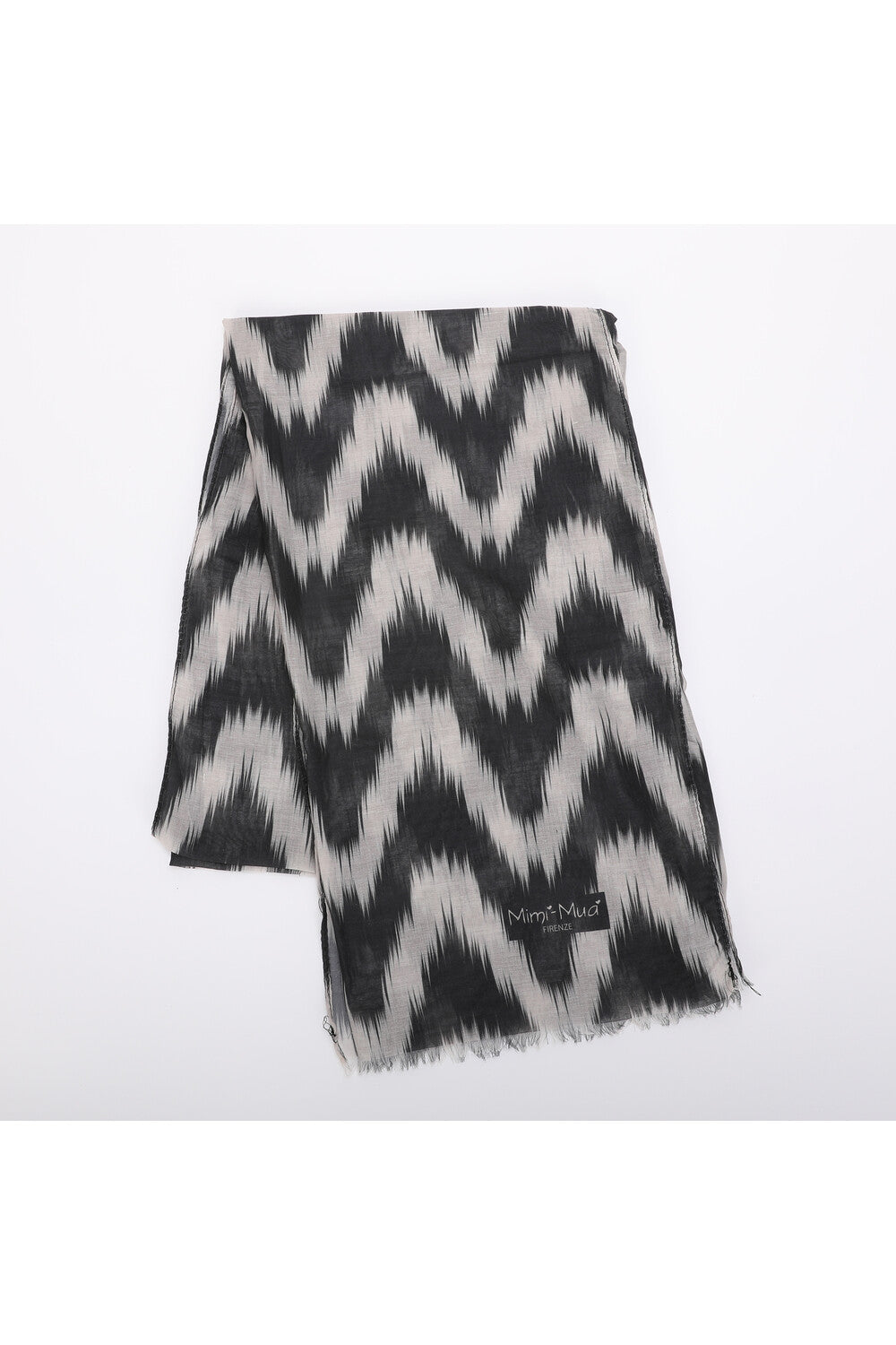 Sciarpa donna Mimi Mua con fantasia zig zag NERO TU | Giò Fashion
