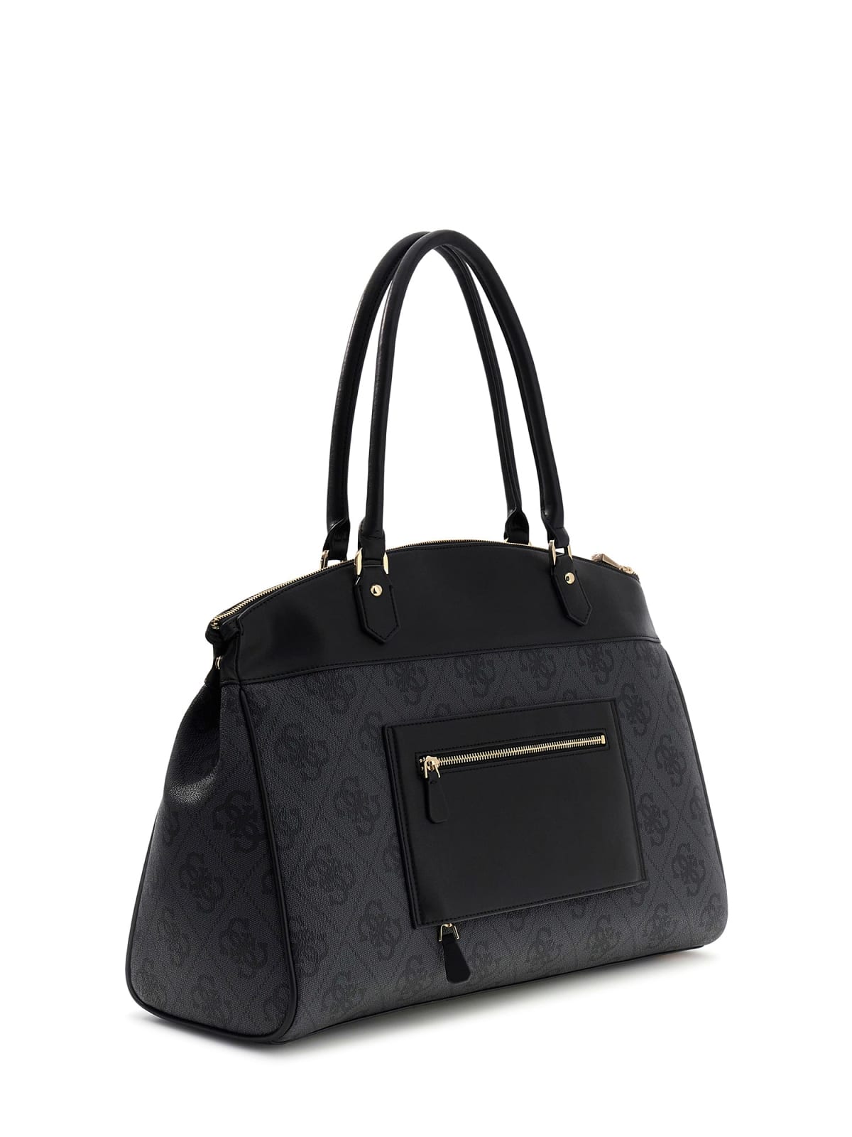 Borsa a spalla Guess donna logo all over con doppi manici e zip NERO LOGO TU | Giò Fashion