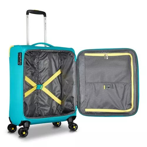 Trolley Roncato morbido con 4 ruote e chiusura TSA per viaggi pratici Turchese TU | Giò Fashion