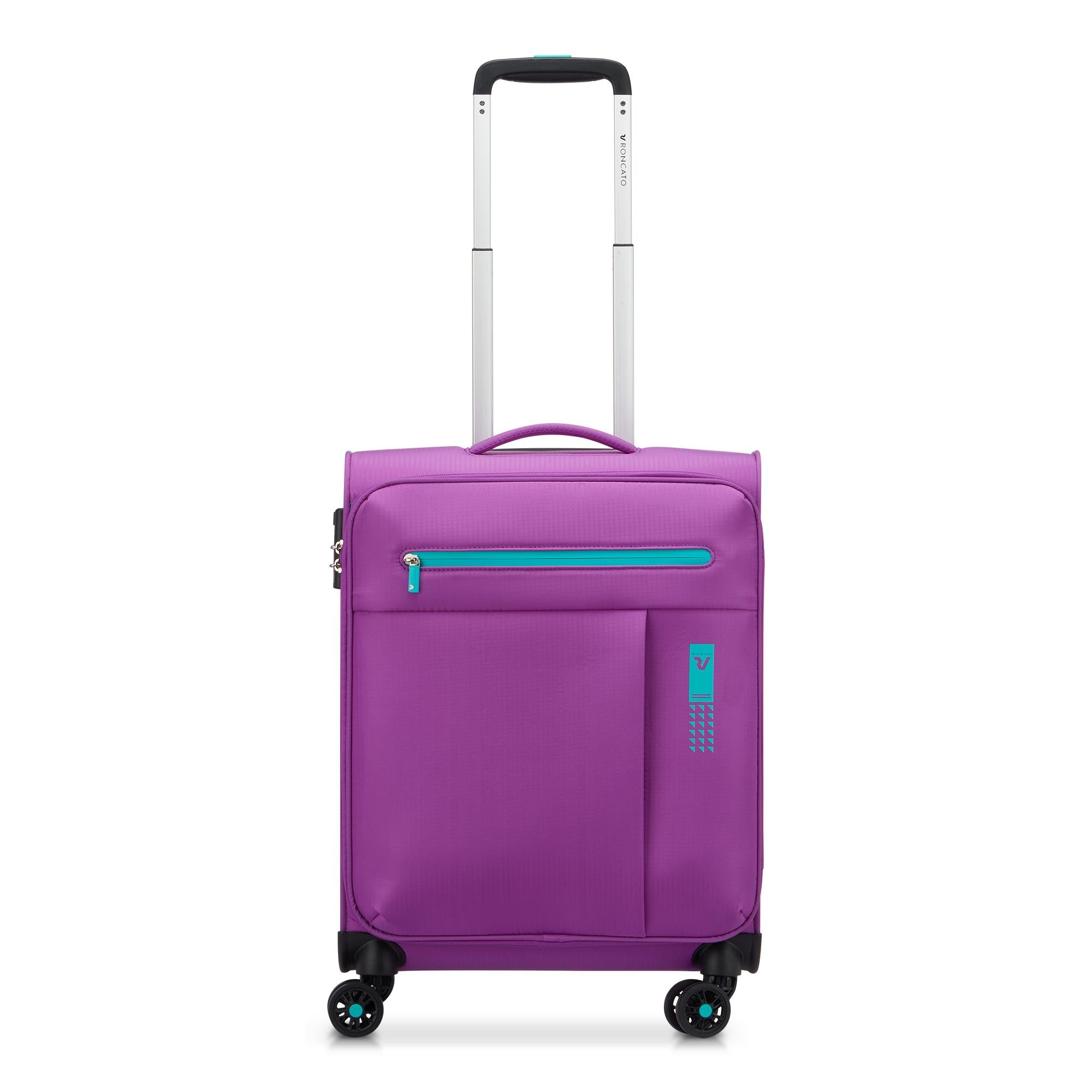Trolley Roncato morbido con 4 ruote e chiusura TSA per viaggi pratici Viola TU | Giò Fashion