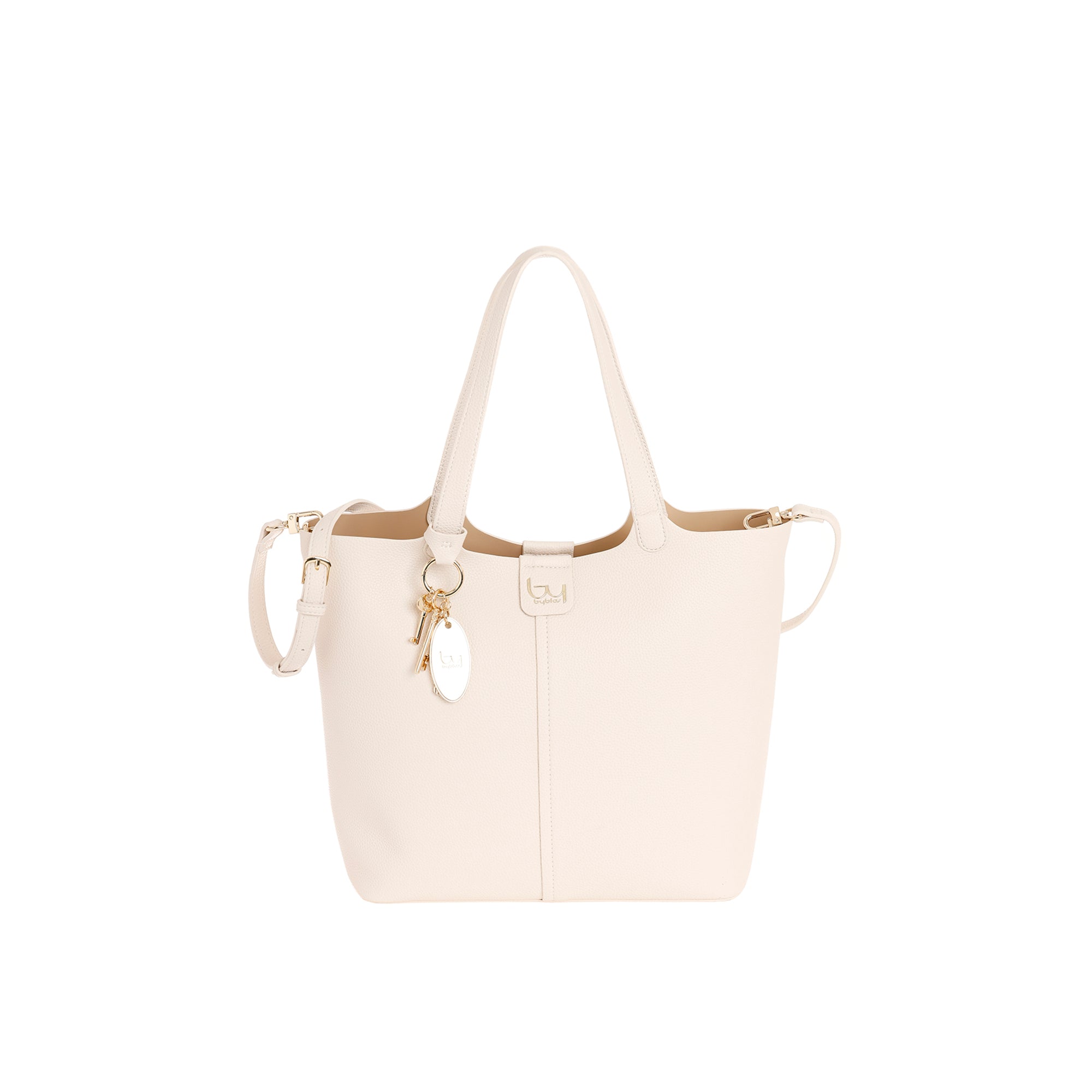 Borsa shopping Byblos donna in ecopelle con charm e tracolla regolabile AVORIO TU | Giò Fashion