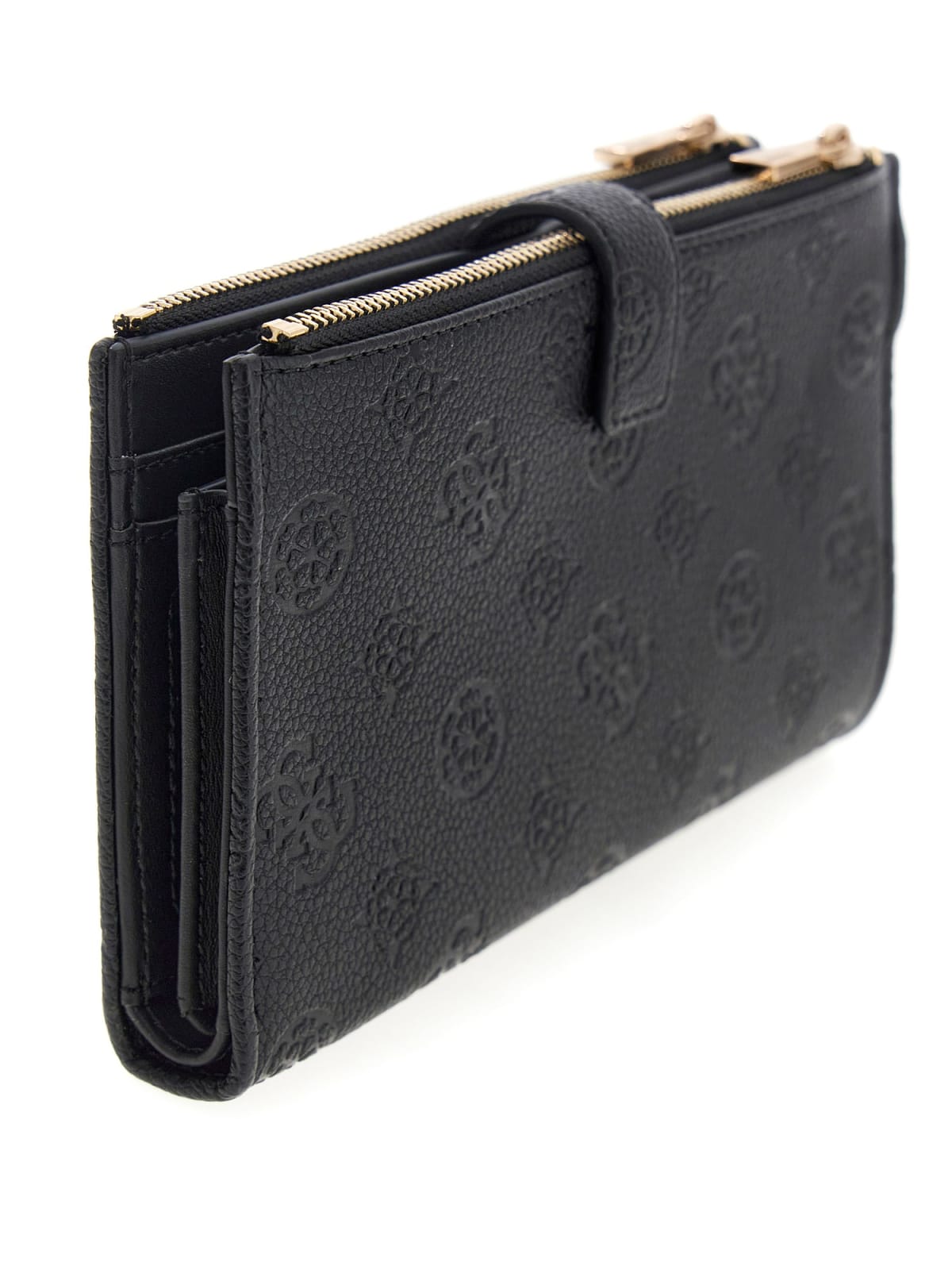 Portafoglio Guess donna zip around con logo e dettaglio metallico NERO LOGO TU | Giò Fashion