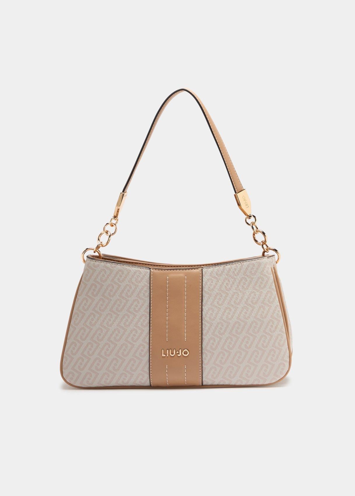 Borsa a Spalla Liu Jo con Stampa Monogram e Dettagli Catena Naturale cipria TU | Giò Fashion