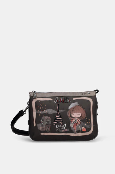 Borsa a tracolla Anekke con illustrazioni Paris Grigio TU | Giò Fashion