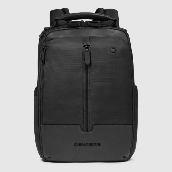 Zaino Piquadro in tessuto e pelle con scomparto per laptop e porta USB Nero TU | Giò Fashion