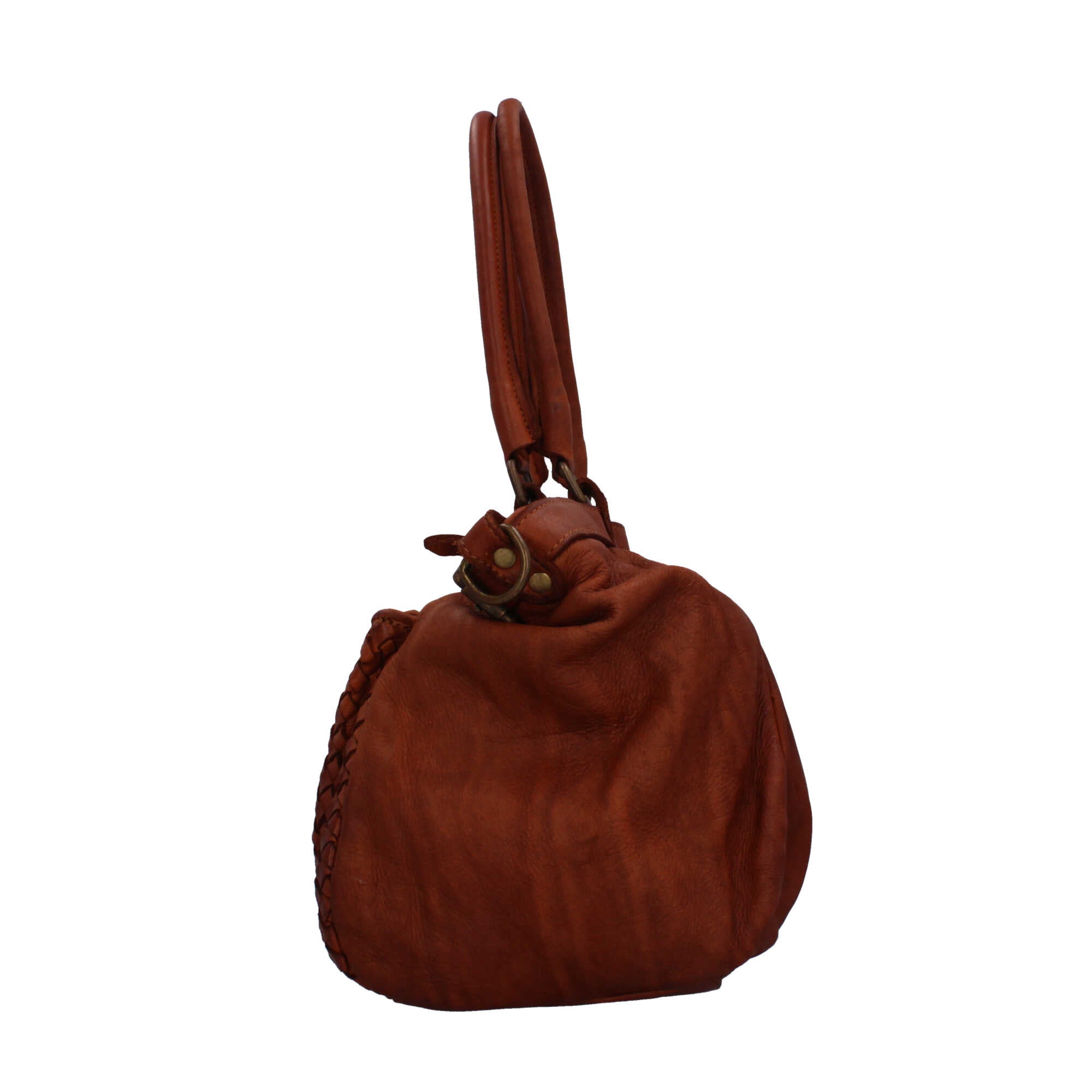 Borsa Made in Italy in pelle intrecciata con tracolla CUOIO TU | Giò Fashion