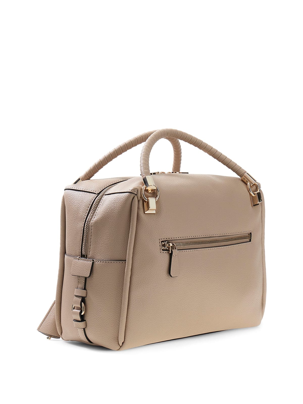 Borsa a mano Guess donna con charm e manico intrecciato TAUPE TU | Giò Fashion