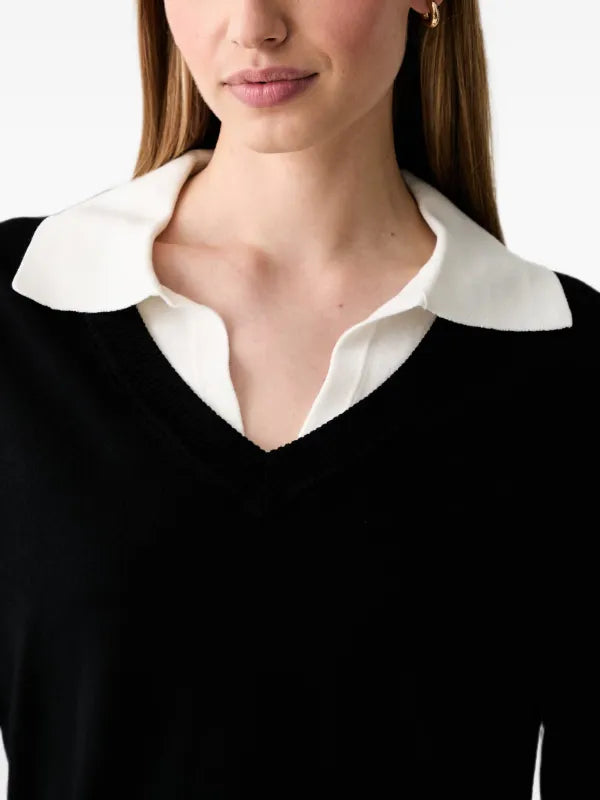 Liu Jo Maglia Donna con Scollo a V ed Effetto Sovrapposto