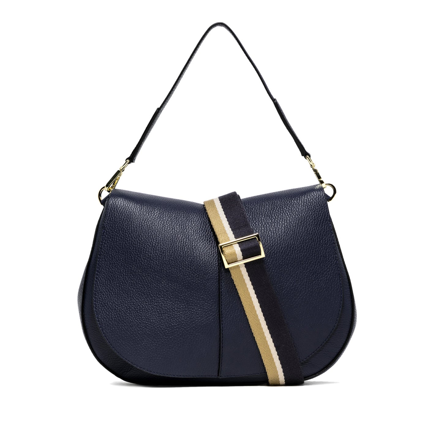Gianni Chiarini Helena Round borsa a tracolla in pelle martellata con tracolla regolabile Blu TU | Giò Fashion