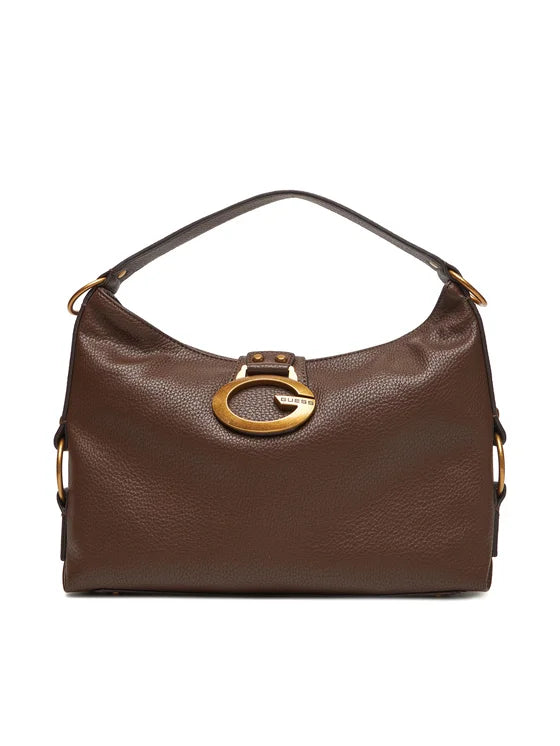 Borsa a spalla Guess in pelle sintetica con fibbia logo Marrone TU | Giò Fashion