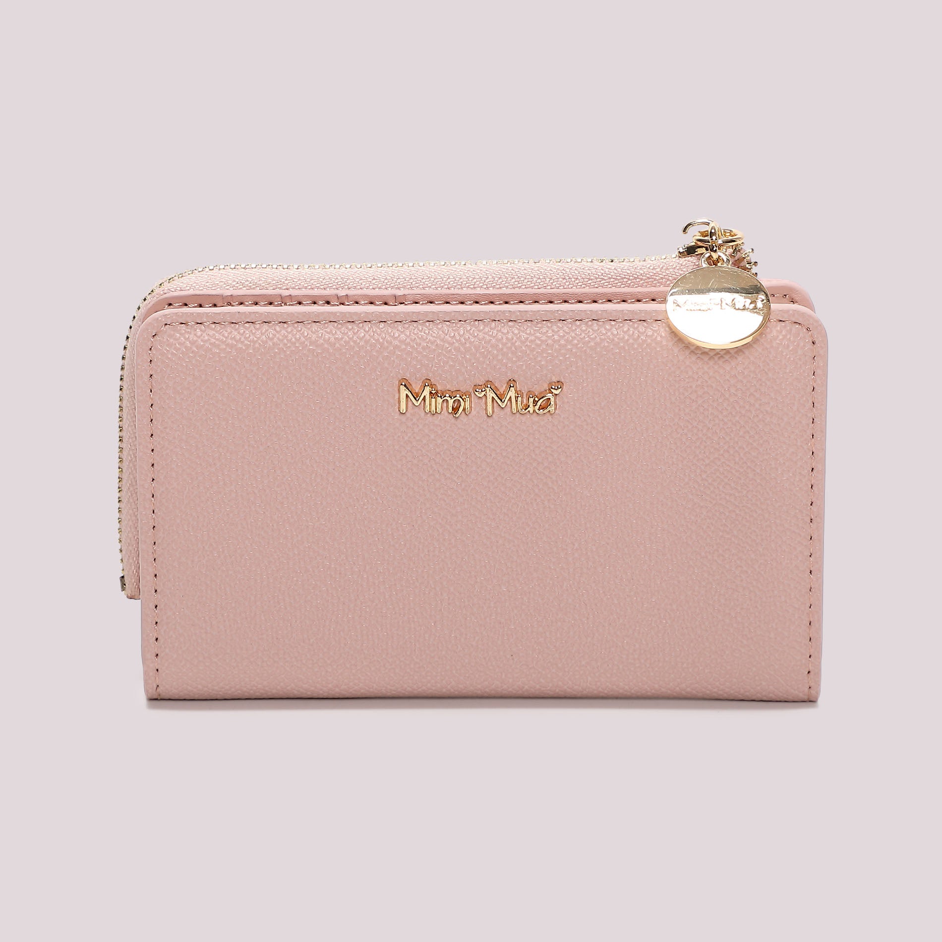Portafoglio donna Mimi Mua con zip compatto e design elegante minimal Rosa TU | Giò Fashion
