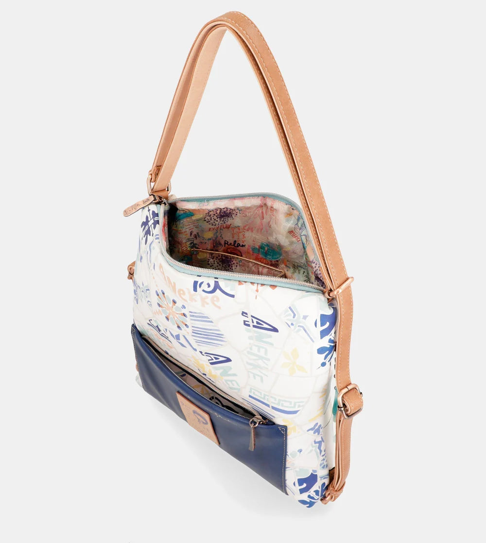Borsa zaino convertibile Anekke Sunrise con stampa mediterranea Bianco TU | Giò Fashion