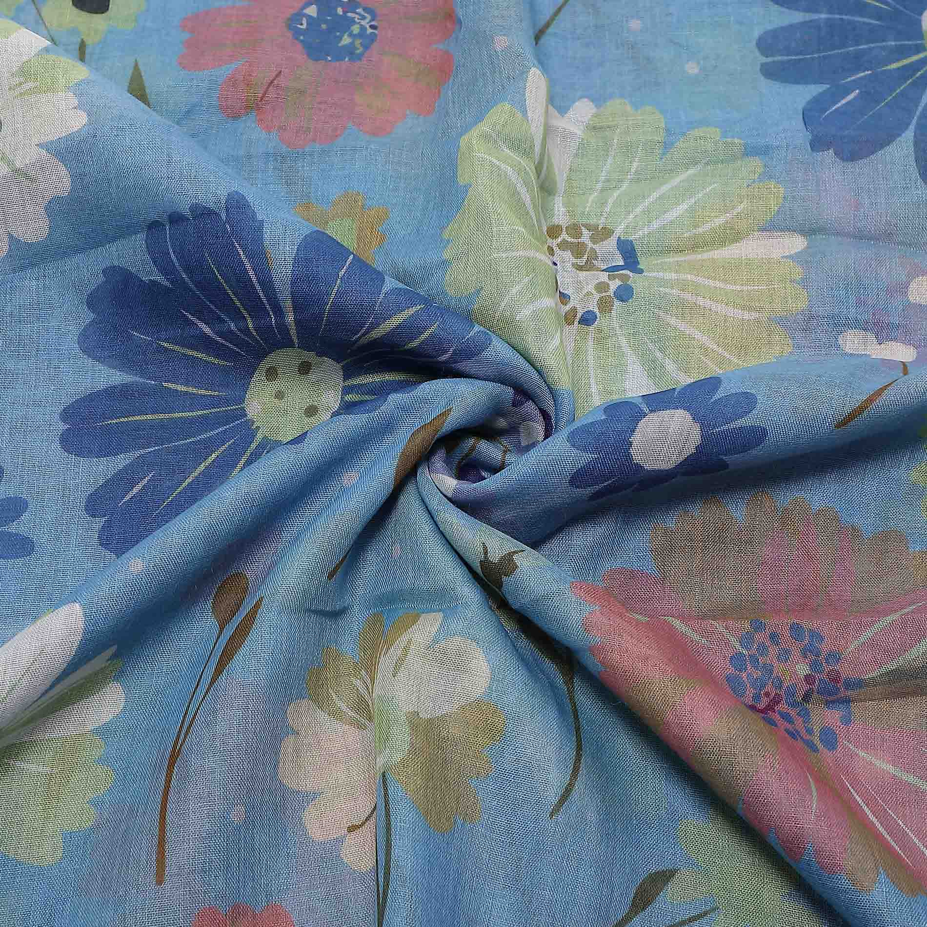 Foulard donna fantasia floreale colorata stile moderno CELESTE U | Giò Fashion