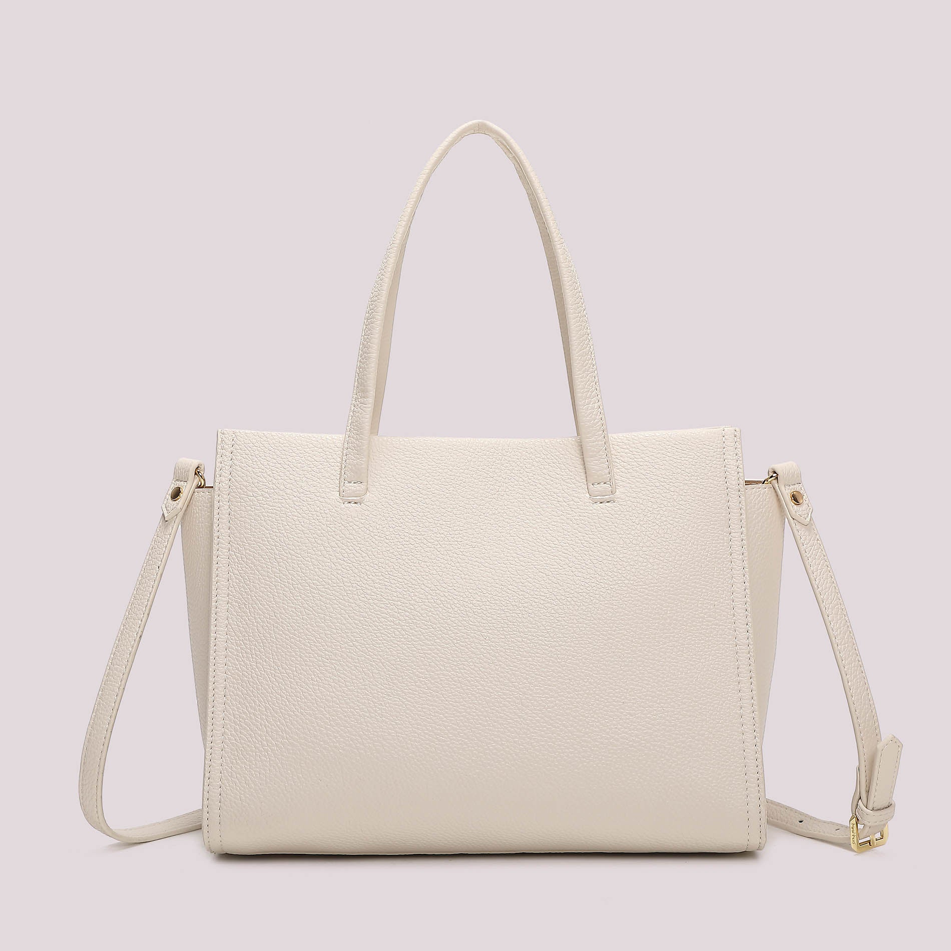 Borsa tote donna beige Mimi Mua con doppi manici e tracolla PANNA TU | Giò Fashion