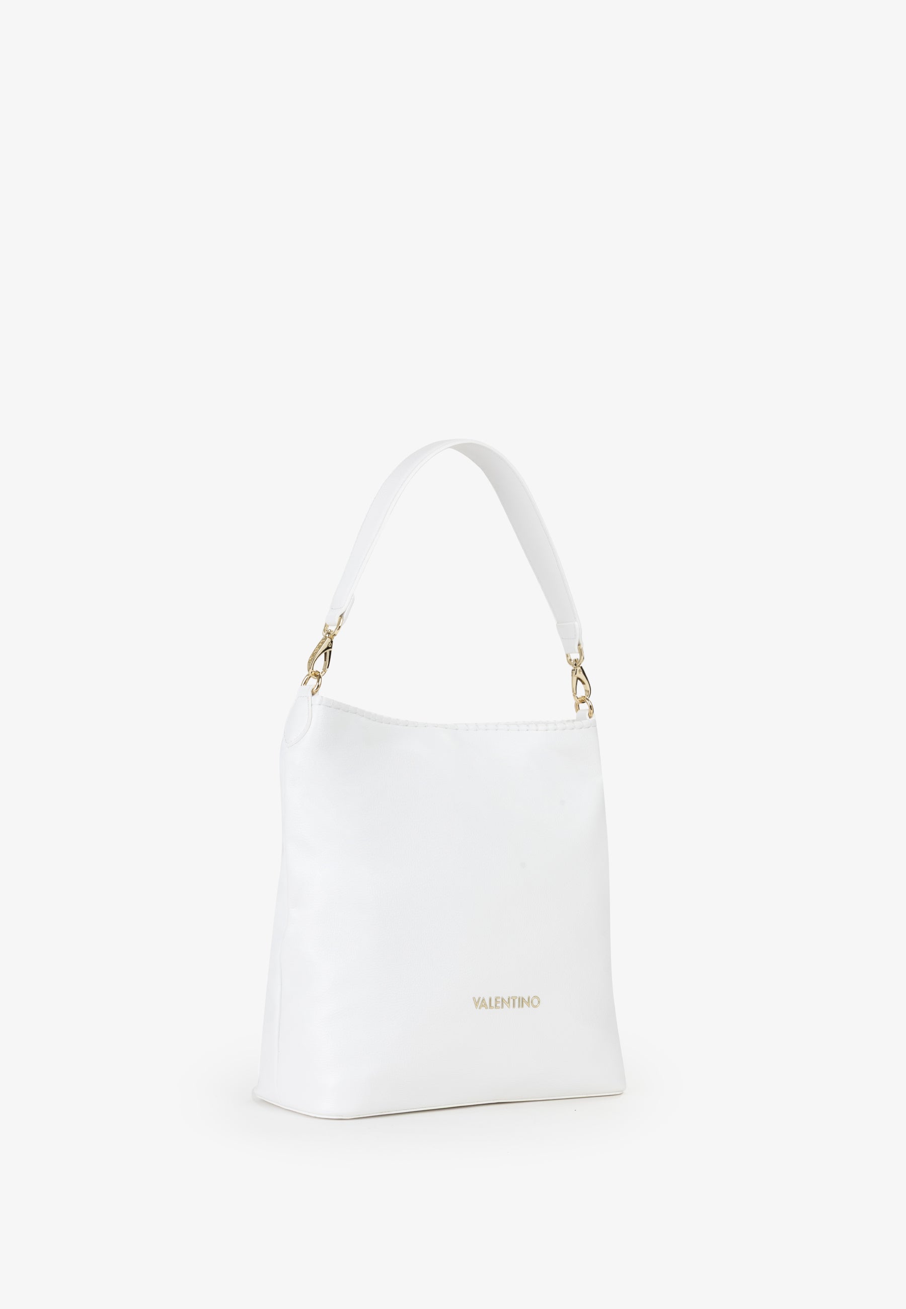 Borsa a spalla donna Mario Valentino minimal con tracolla intrecciata e logo frontale Bianco TU | Giò Fashion