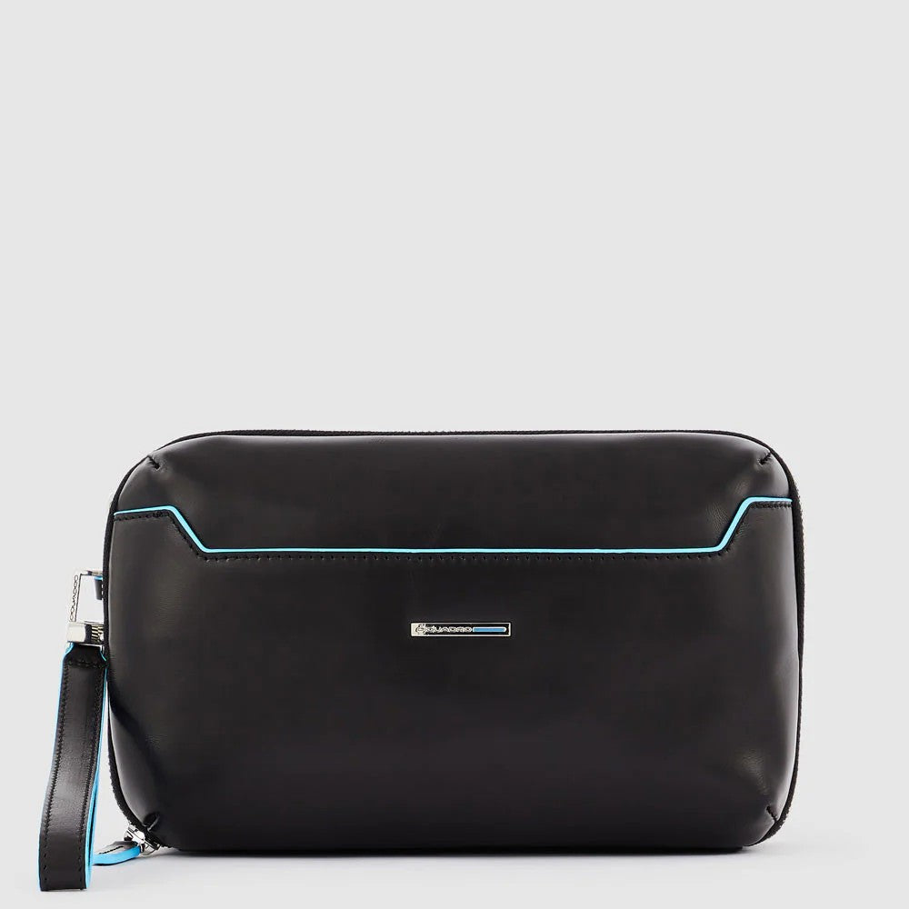 Piquadro pochette da uomo con zip e laccio da polso in pelle Nero Taglia Unica | Giò Fashion