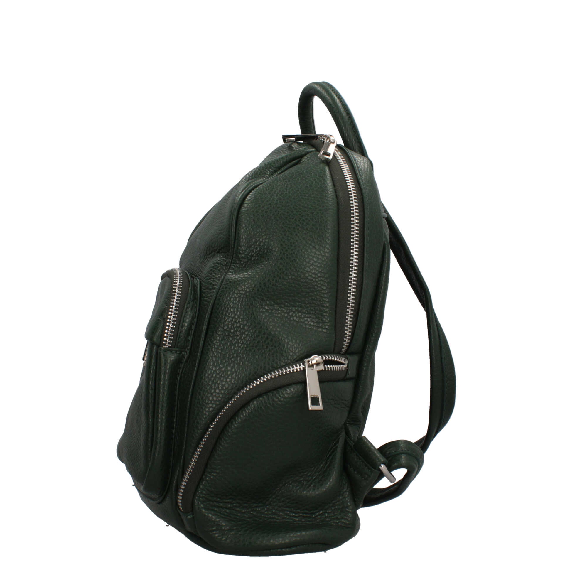 Zaino Made in Italy con tasca frontale e zip laterali VERDE TU | Giò Fashion