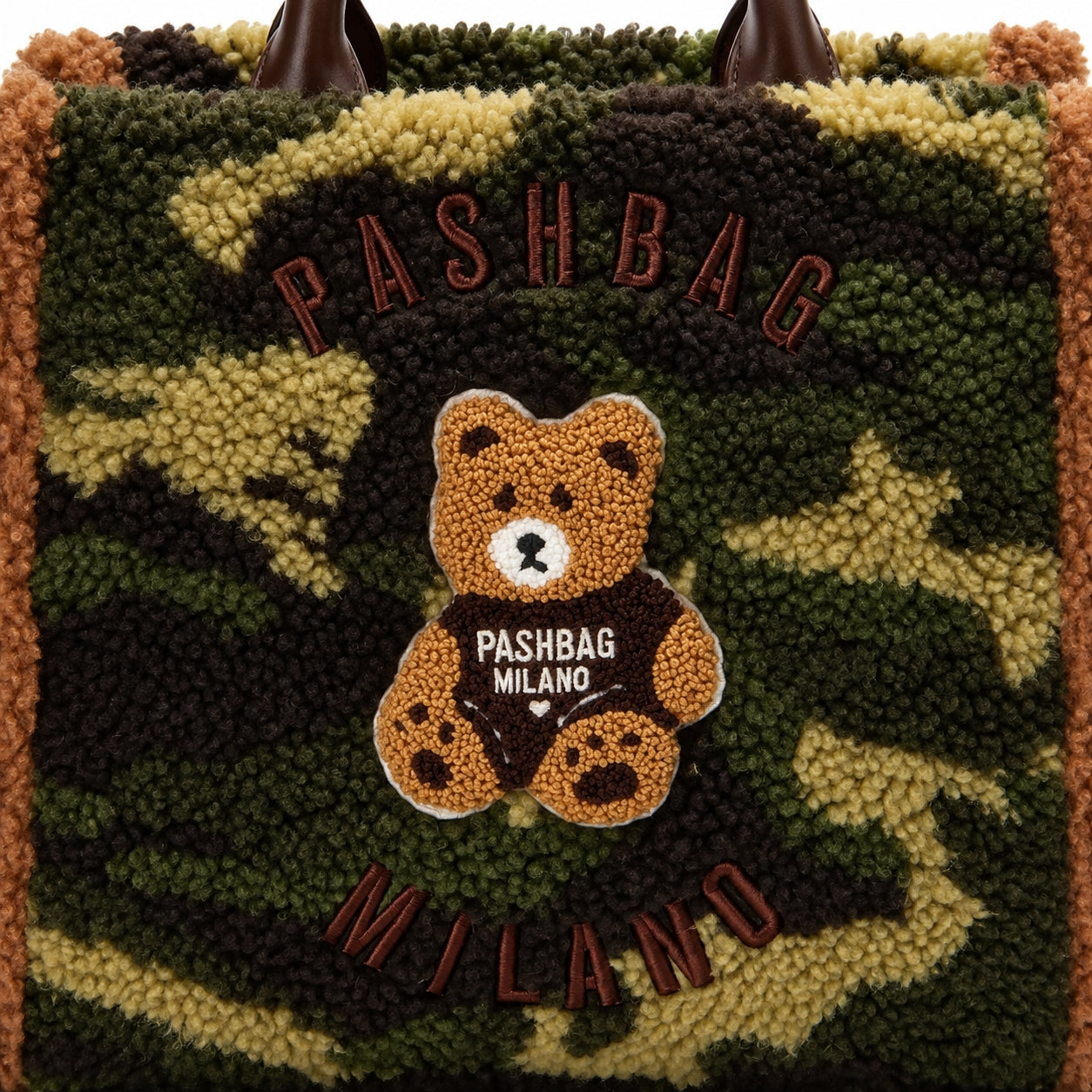 Borsa a mano Pash Bag Sheperd Teddy Marge con fantasia camouflage e orsetto