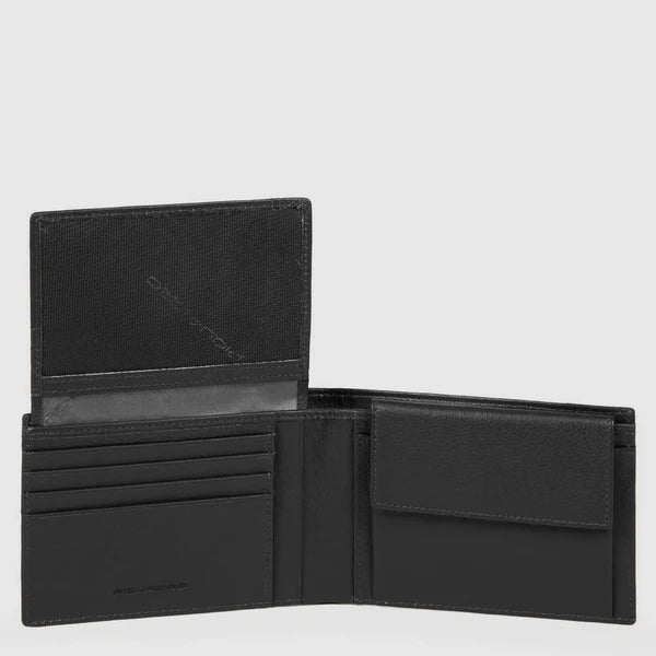 Portafoglio Piquadro in pelle e tessuto con portacarte e portamonete Nero TU | Giò Fashion