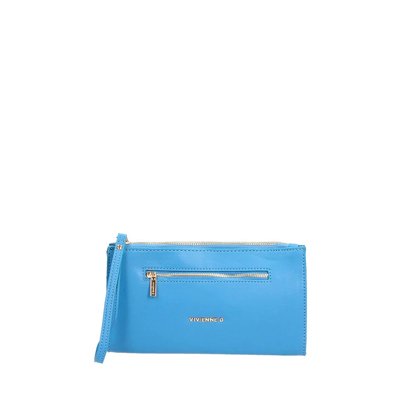Portafoglio Vivienne D donna con zip e laccetto design pratico elegante Blu TU | Giò Fashion