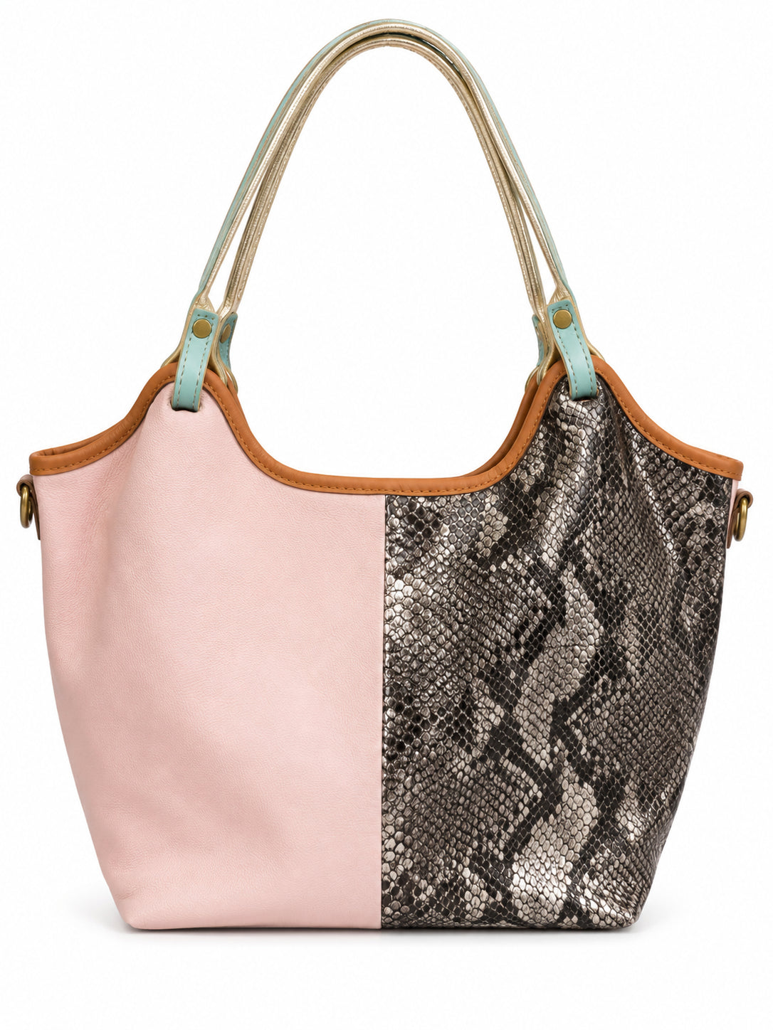 Borsa a Spalla Vera Pelle Donna Multicolor con Tracolla