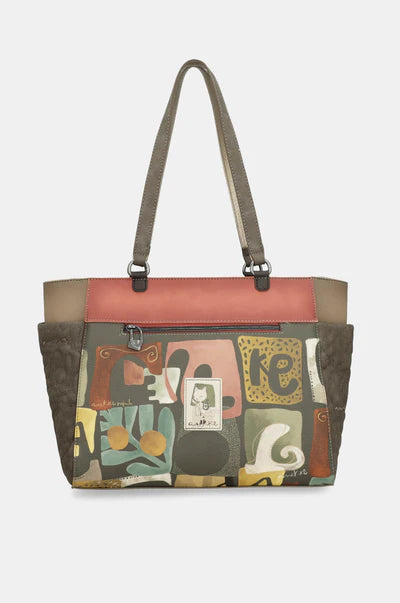 Borsa shopper Anekke con doppi manici e stampa decorativa frontale VERDE TU | Giò Fashion