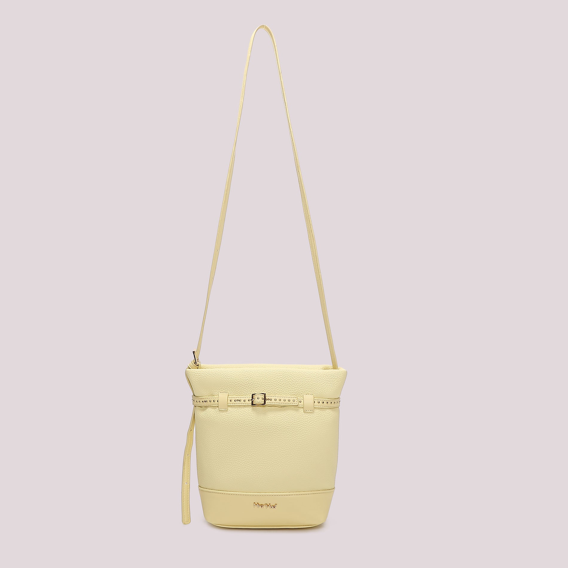Borsa tracolla Mimi Mua compatta con cintura decorativa e borchie GIALLO CHIARO TU | Giò Fashion