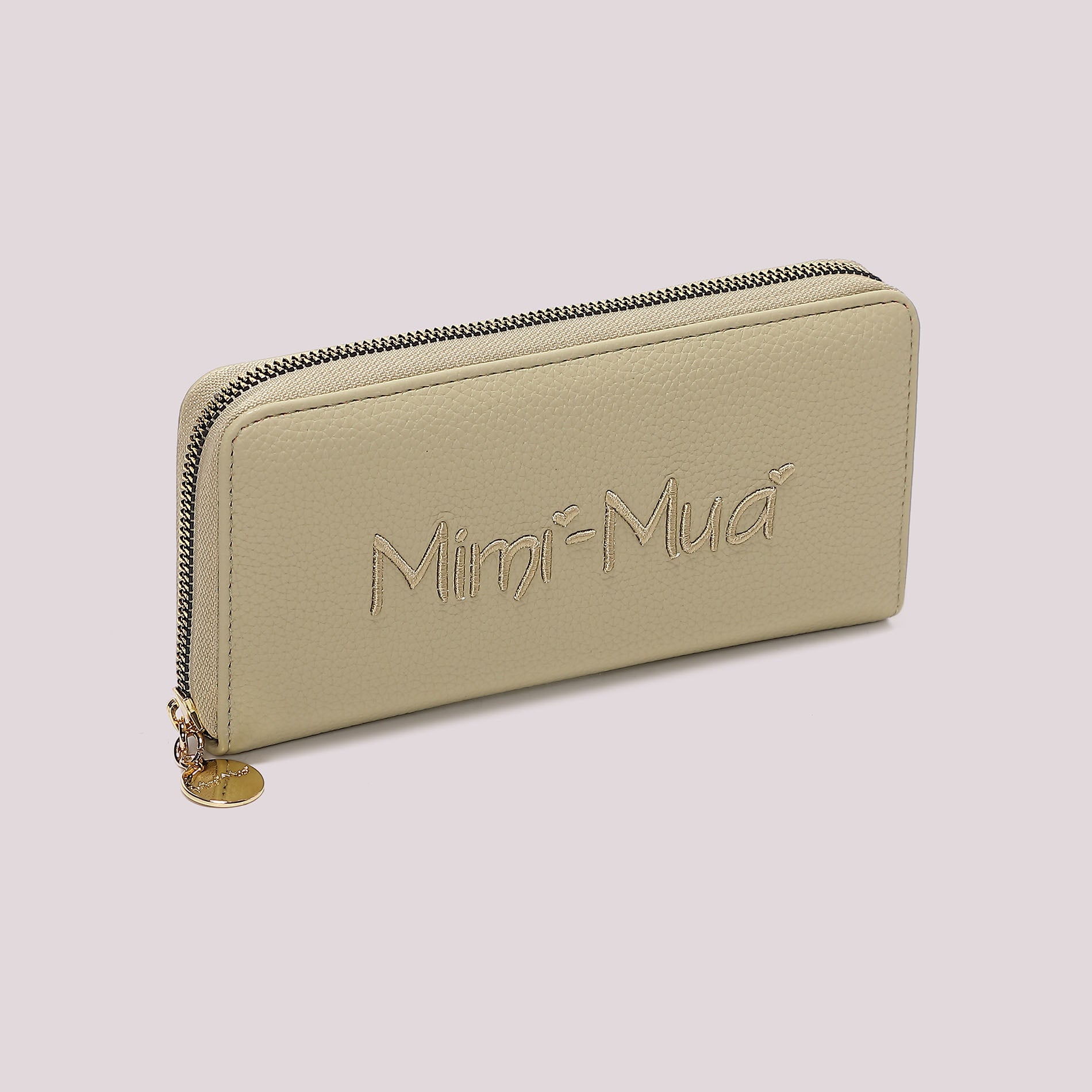 Portafoglio donna Mimi Mua grande zip around con logo in rilievo elegante VERDE PASTELLO TU | Giò Fashion
