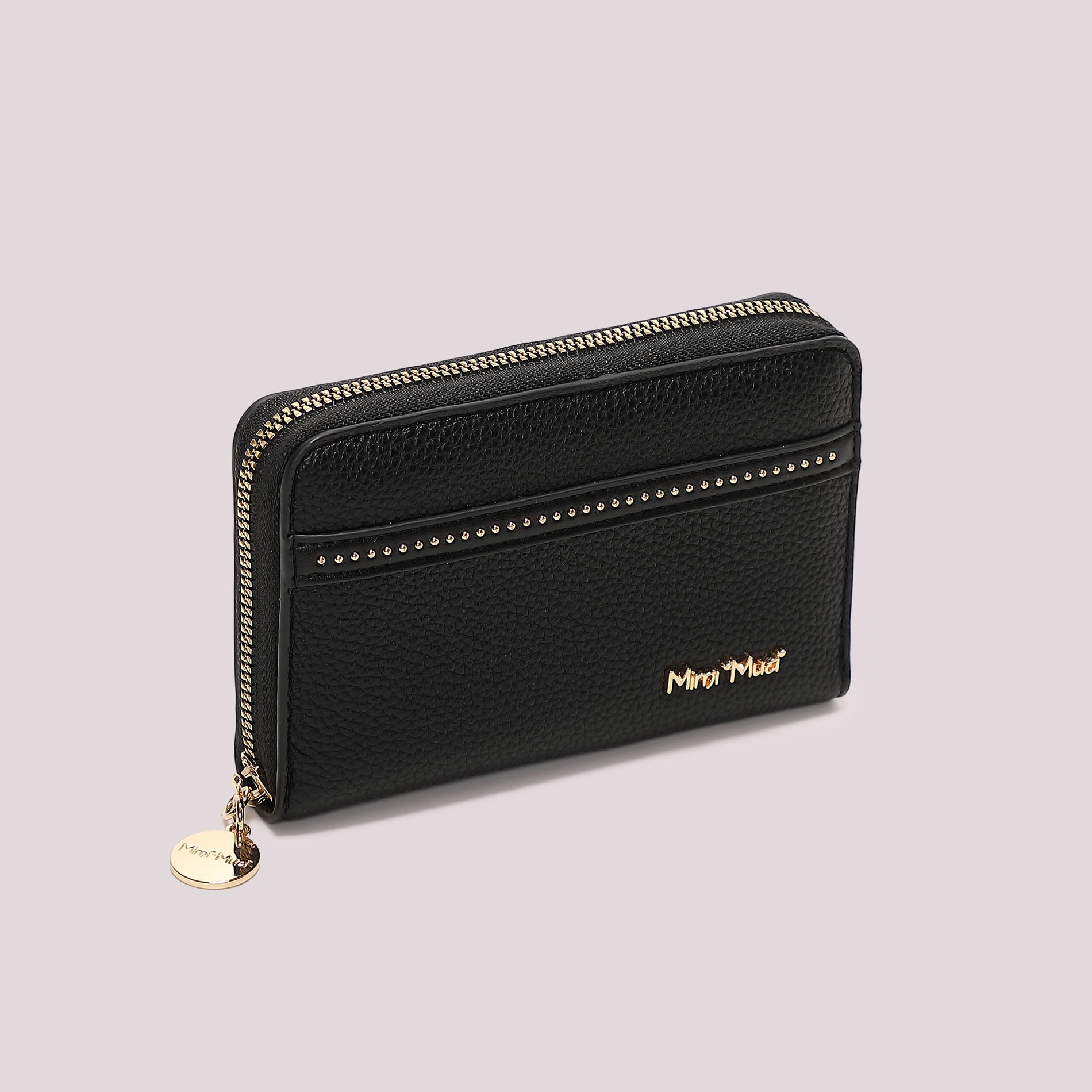 Portafoglio donna Mimi Mua zip around con borchie decorative design elegante Nero TU | Giò Fashion
