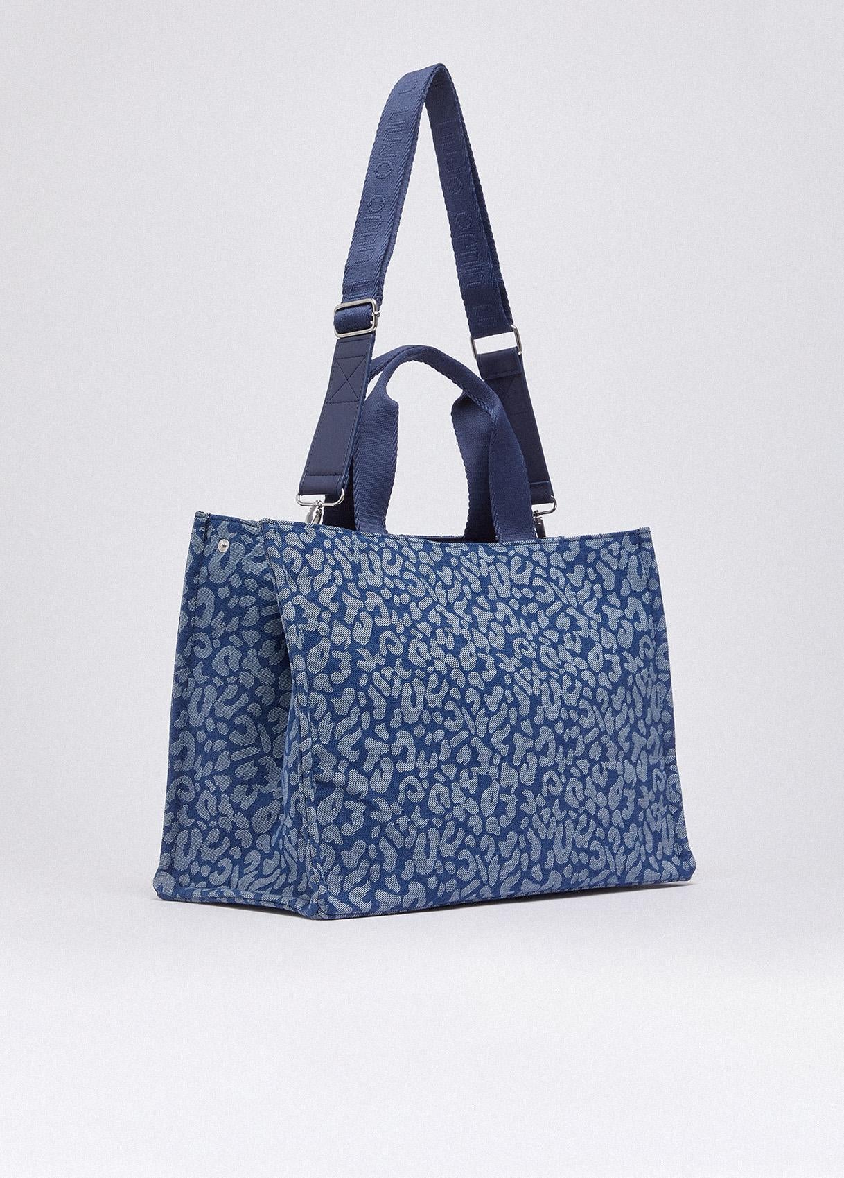 Borsa Shopping Liu Jo Donna con Logo Gioiello Frontale Denim animalier TU | Giò Fashion